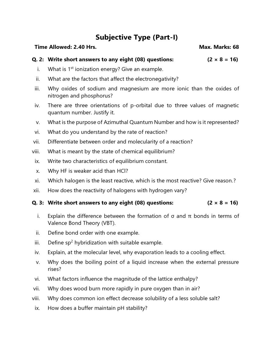 Class 11 Chemistry Model Papers - Page 3 - 2025-27